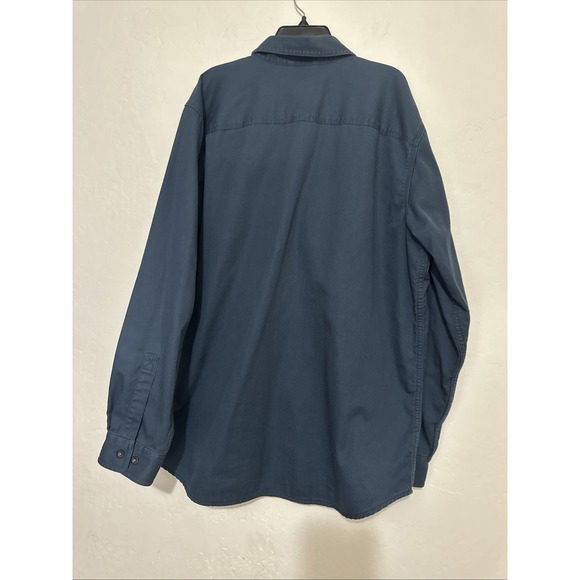 LL Bean Vintage Medium‎ Blue Flannel Plaid Lined Button Down 2 Pocket Shacket - Picture 6 of 6